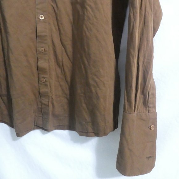 BILL BLASS MENS WEAR | medium | 100% Cotton | Brown Button Down Dress Shirt - Picture 8 of 16